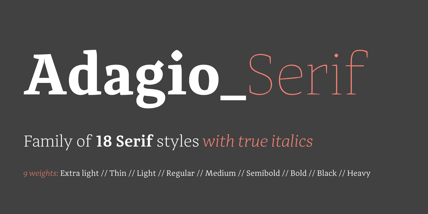 Beispiel einer Adagio Serif Thin italic-Schriftart